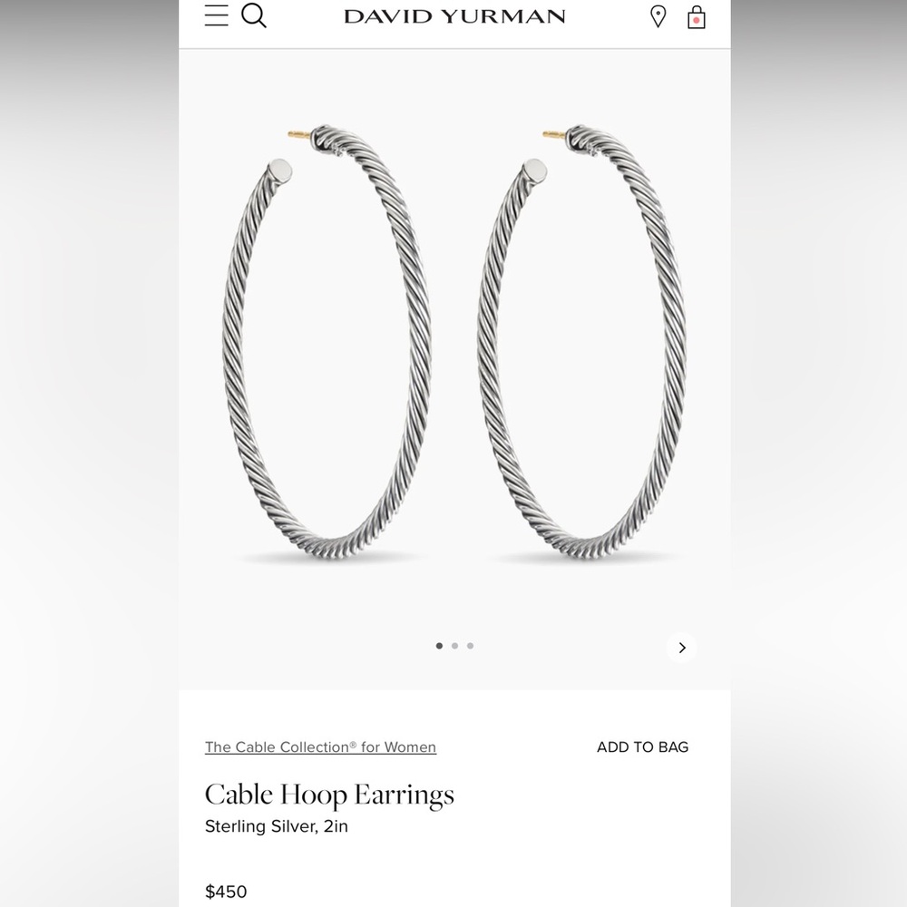 David yurman cable hoop earrings